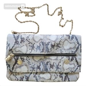 Urban Expressions Certified Vegan Black Gold Cream Faux Snake Purse with Chain